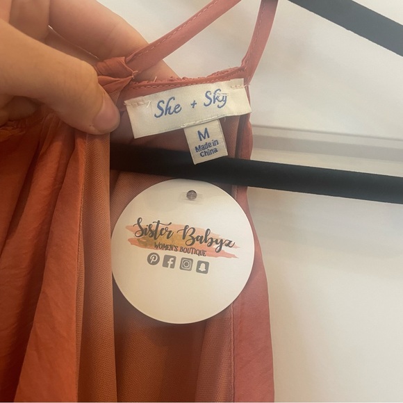 NWT She + Sky Midi Dress in Copper Size Medium - Picture 3 of 10